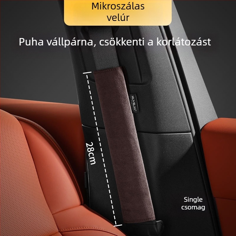Velúr vállpánt autóbiztonsági övéhez, meghosszabbított, négy évszakos, védőborítás logóval, belső dekoráció