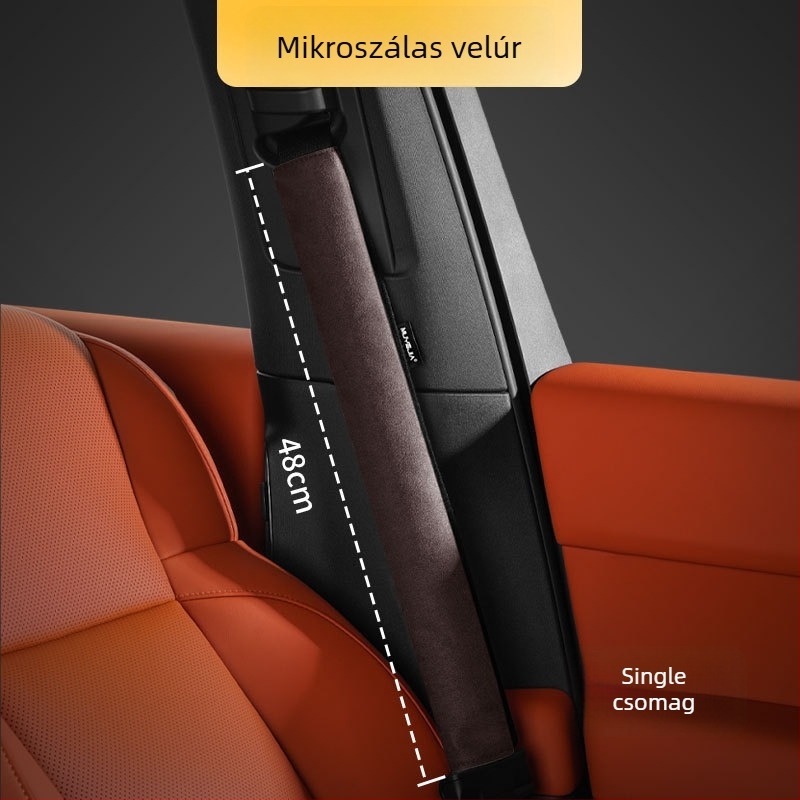 Velúr vállpánt autóbiztonsági övéhez, meghosszabbított, négy évszakos, védőborítás logóval, belső dekoráció