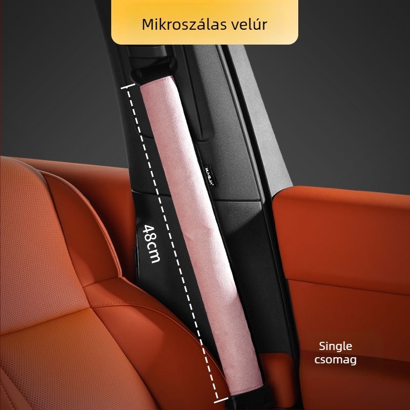 Velúr vállpánt autóbiztonsági övéhez, meghosszabbított, négy évszakos, védőborítás logóval, belső dekoráció