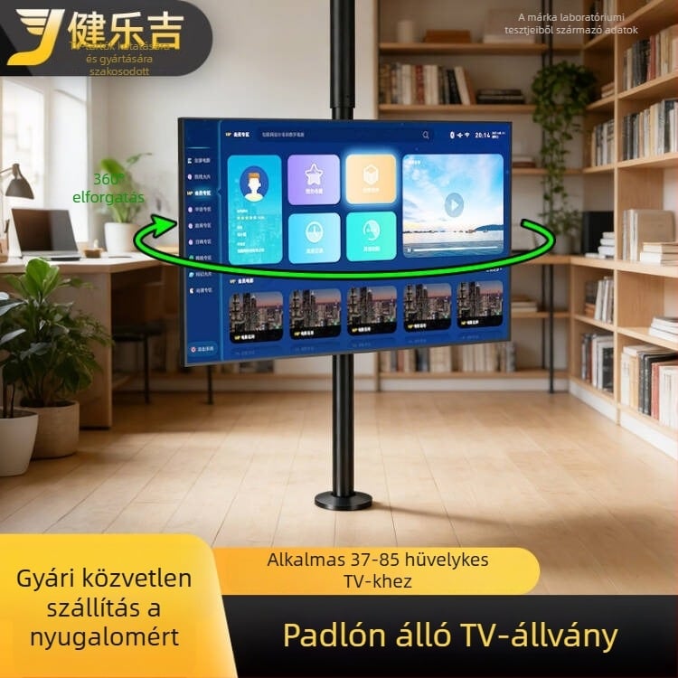 Padlóra álló tévé állvány 360°-os forgással, fúrás nélkül