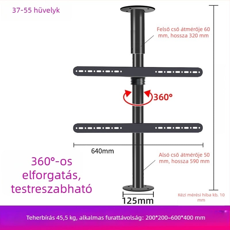 Padlóra álló tévé állvány 360°-os forgással, fúrás nélkül