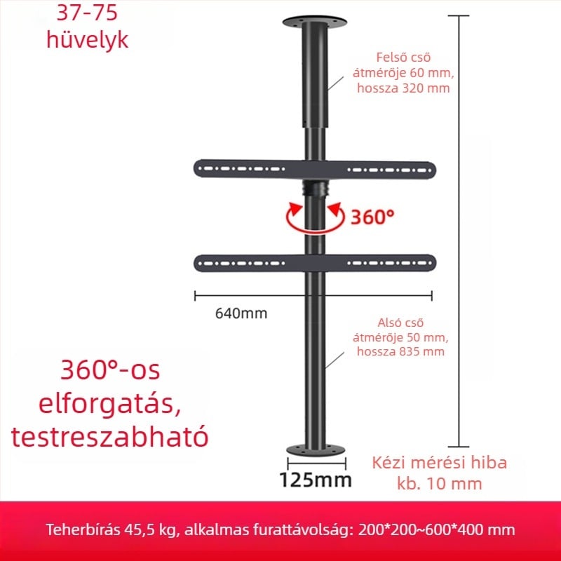 Padlóra álló tévé állvány 360°-os forgással, fúrás nélkül