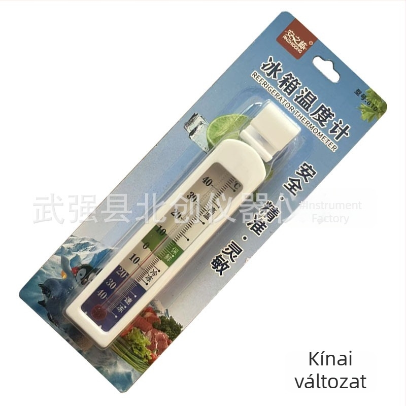 810-es típusú hűtőmérő, üveghőmérő, kampóval, négyszögletes alak