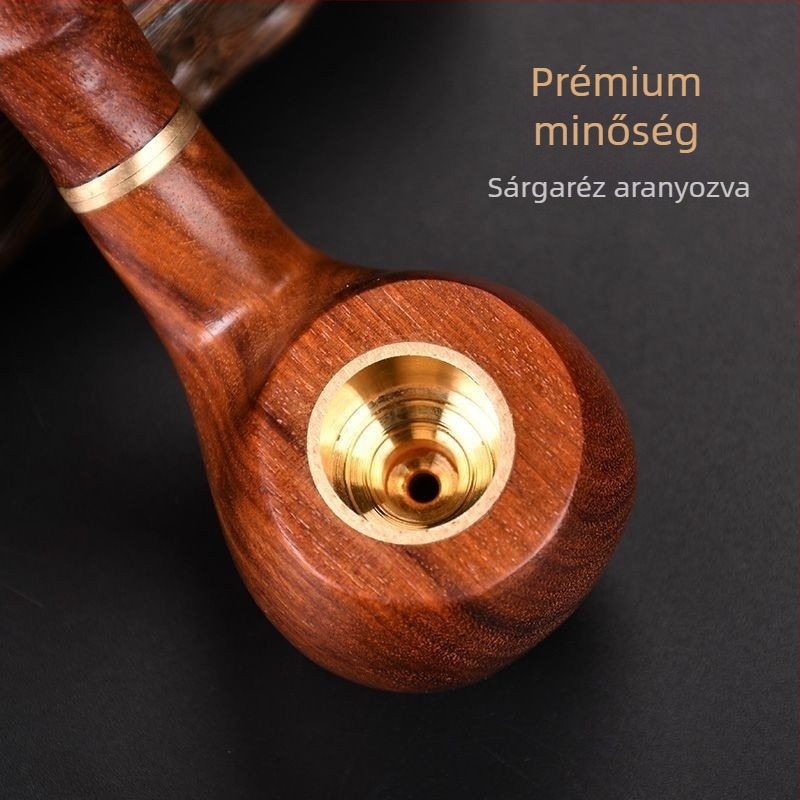 Pipa mahagóni fából, görbült, klasszikus stílus, szűrővel, ajándék időseknek