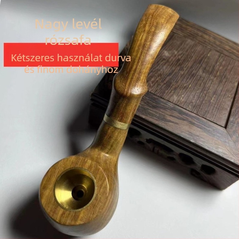 Pipa mahagóni fából, görbült, klasszikus stílus, szűrővel, ajándék időseknek