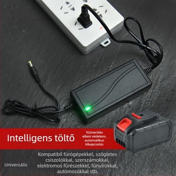 Li-ion akkumulátor töltő szerszámokhoz — 1 slot, bemenet 220V, kimenet 21V, töltési áram 1A, töltési idő 2 óra