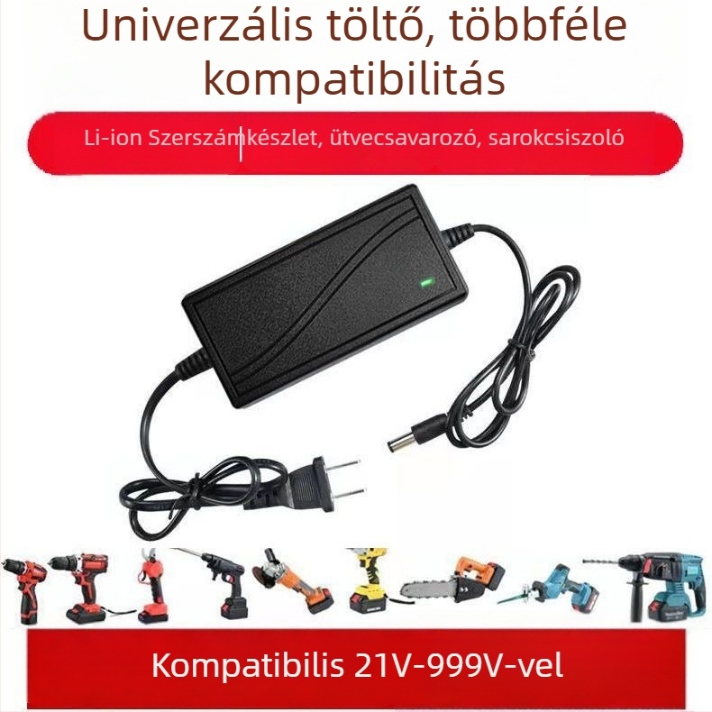 Li-ion akkumulátor töltő szerszámokhoz — 1 slot, bemenet 220V, kimenet 21V, töltési áram 1A, töltési idő 2 óra