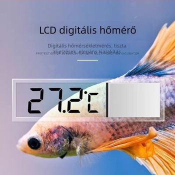 Akvarisztikai digitális hőmérő átlátszó LCD kijelzővel, magas precíziójú hőmérsékletmérés