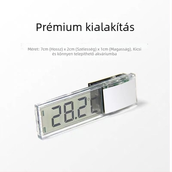 Akvarisztikai digitális hőmérő átlátszó LCD kijelzővel, magas precíziójú hőmérsékletmérés