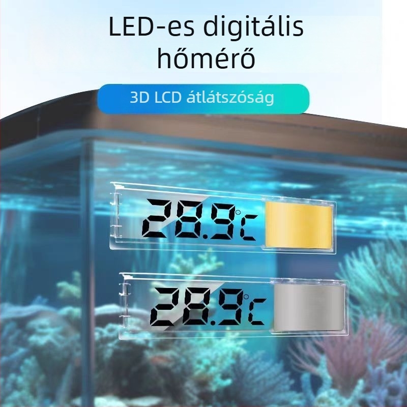 Akvarisztikai digitális hőmérő átlátszó LCD kijelzővel, magas precíziójú hőmérsékletmérés
