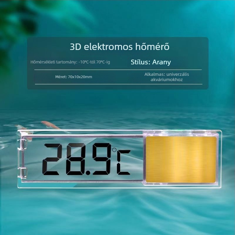 Akvarisztikai digitális hőmérő átlátszó LCD kijelzővel, magas precíziójú hőmérsékletmérés