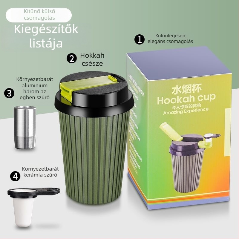 Hordozható 4 az 1-ben szűrő pohár kávéhoz, vízipipához, pipához és cigaretta tartóhoz