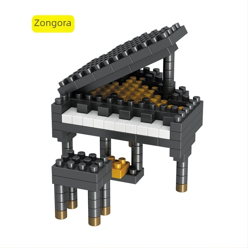 Lego-kompatibilis zenélő építőblokkok – zongora és gitár készlet, 100–200 darab, ABS műanyag, DIY, 7–14 éveseknek
