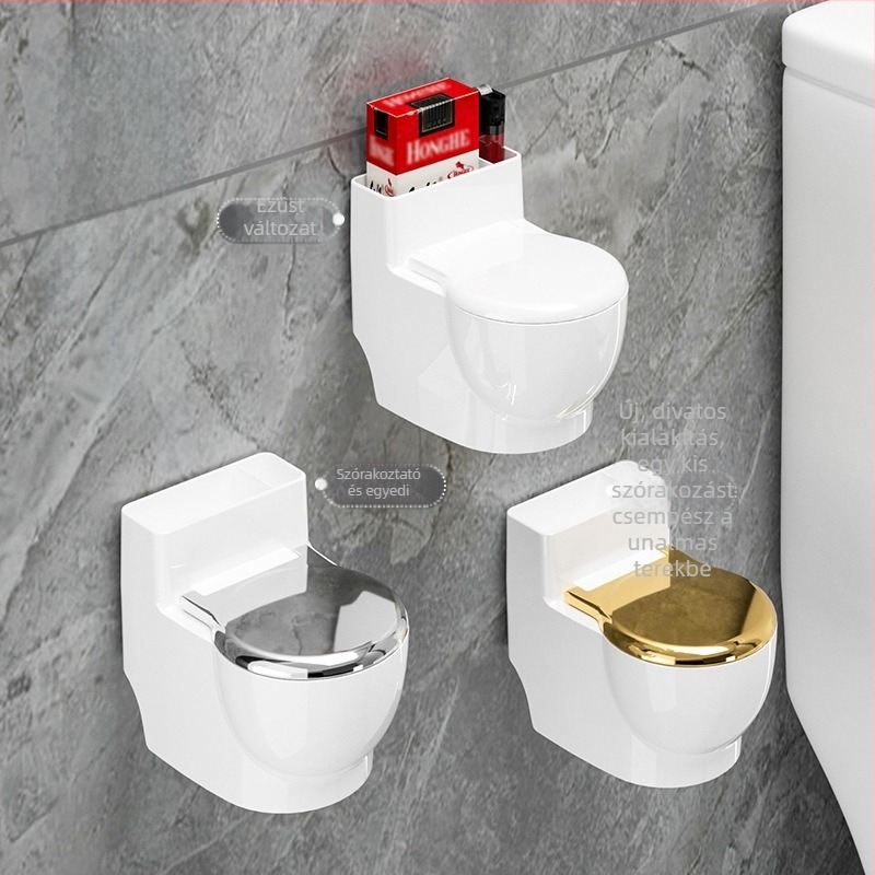 Fali WC-hamutartó fedéllel, ABS testtel és belső rozsdamentes acél béléssel, tároló funkcióval, könnyed luxus stílus