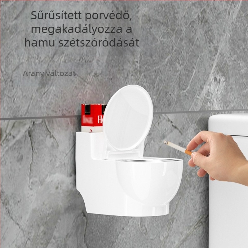 Fali WC-hamutartó fedéllel, ABS testtel és belső rozsdamentes acél béléssel, tároló funkcióval, könnyed luxus stílus