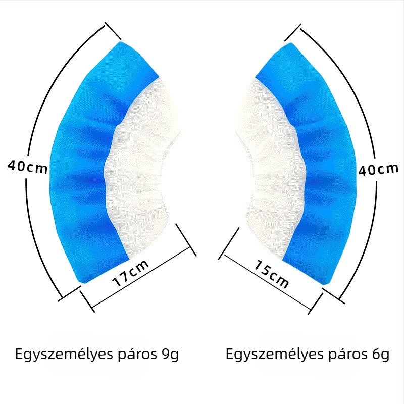 Elhasználható cipővédők, PP+PE vastagított nem szövött anyagból, vízálló, olajálló, csúszásmentes, 40gsm