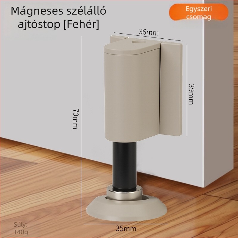 Cinkötvözetből készült padlóra szerelhető ajtóstop, kettős mágnes, csendes, szélálló, fürdőszobához és hálószobához