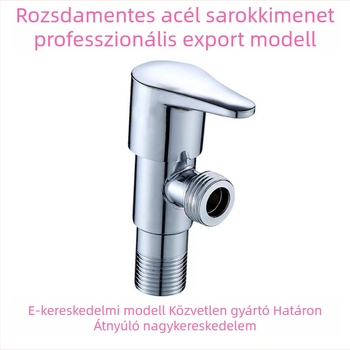 Rozsdamentes acélból készült szögletes szelep elektroplatázott felülettel, modell 62-70; üzemi nyomás 1.0 MPa; falba süllyesztett telepítés; alkalmas konyha, fürdőszoba, erkély és WC