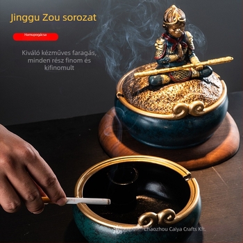 Gyantából készült hamutál fedővel — Új kínai stílus, nemzeti tendencia, dekoratív logóval