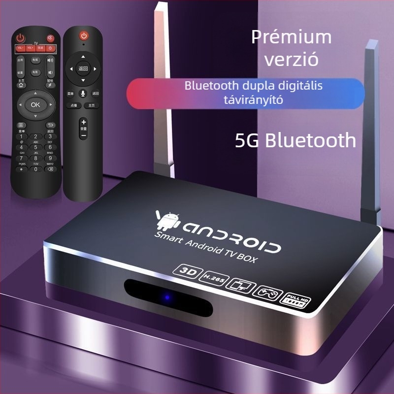 Android TV Box 4K kimenettel, Bluetooth és kettős sávos Wi-Fi, 128 MB RAM