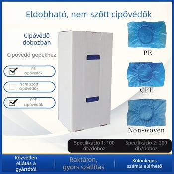 Egyszer használatos cipővédő készlet intelligens cipővédő gépekhez, vastagított nem szőtt anyagból/CPE/PE műanyagból, környezetbarát és tartós.