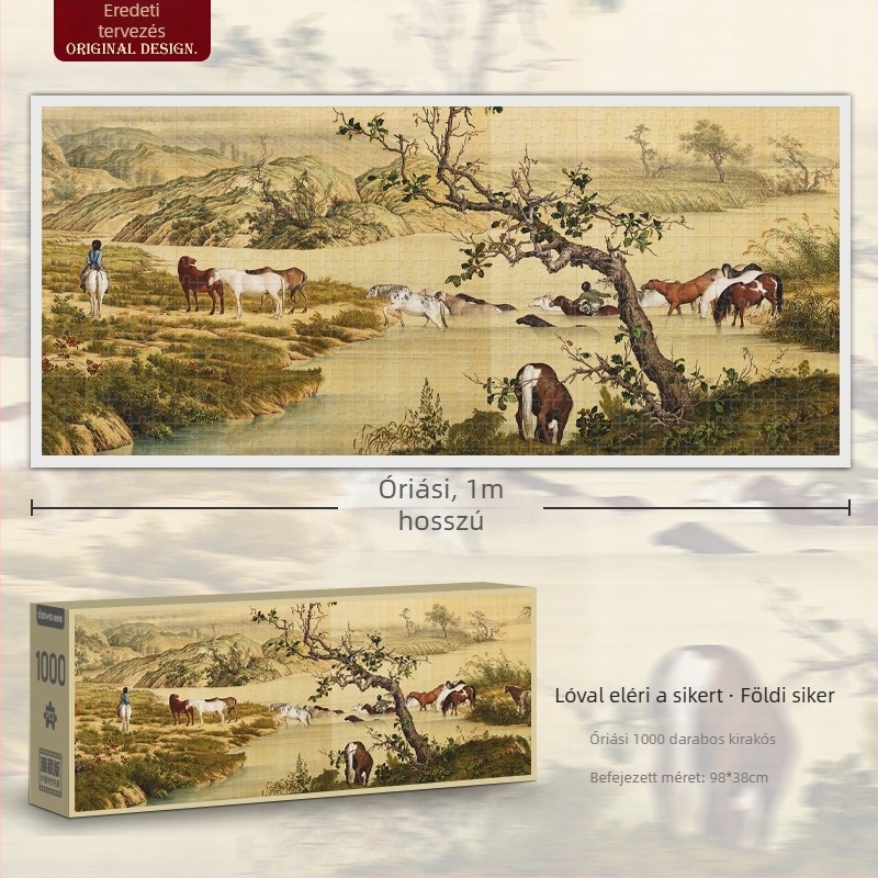 1000 darabos sík puzzle – táj folyók és hegyek; papír alapú; DIY; színes dobozos csomagolás; 15–35 éveseknek.