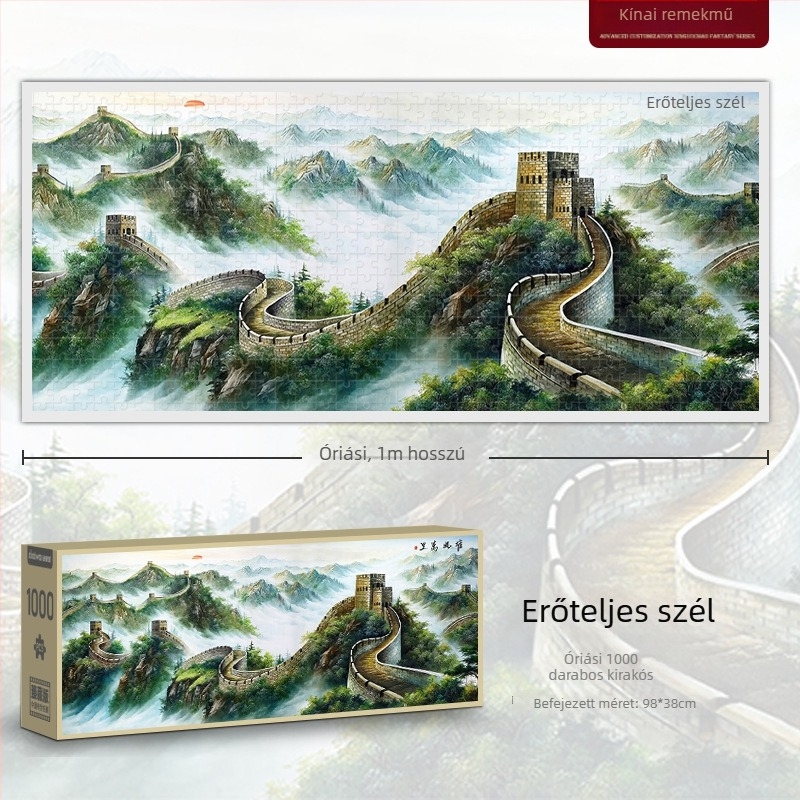 1000 darabos sík puzzle – táj folyók és hegyek; papír alapú; DIY; színes dobozos csomagolás; 15–35 éveseknek.