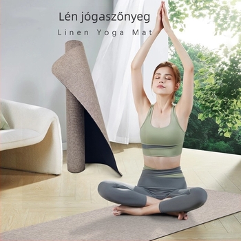 Lenvászon és természetes gumi jóga matrac, 3 kg, 5 mm, minta: ember, alkalmas futáshoz, edzéshez és tánchoz