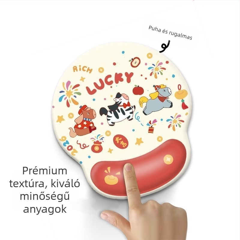 Illusztrált kézzel rajzolt ló éve csuklótámasz egérpad és asztali pad, puha és elegáns