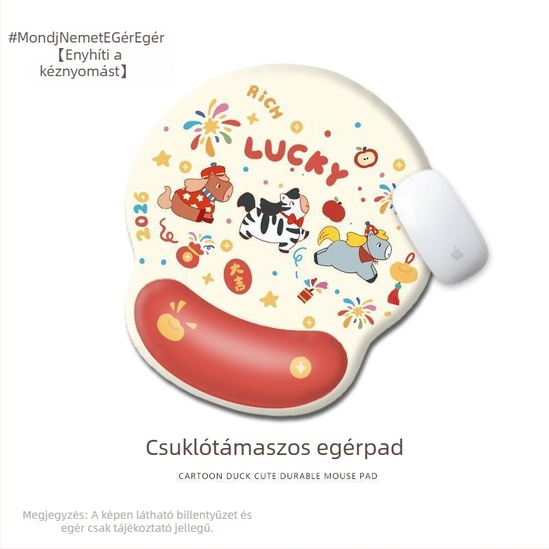 Illusztrált kézzel rajzolt ló éve csuklótámasz egérpad és asztali pad, puha és elegáns