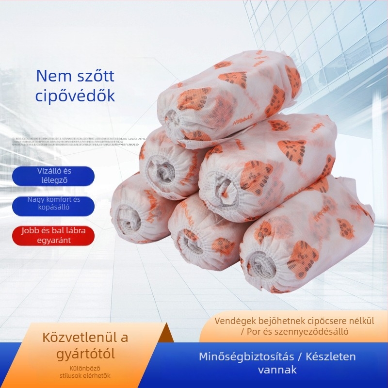 Egyszer használatos papucsfedők karikatúra mintával, nem szőtt anyagból, csúszásmentes