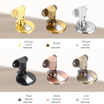 Padlóra szerelt ajtóstop, cink ötvözetből, elektroplattolt felülettel, állítható magasságú, kézi működtetés