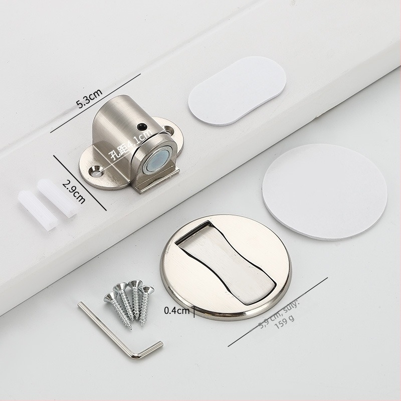 Padlóra szerelt ajtóstop, cink ötvözetből, elektroplattolt felülettel, állítható magasságú, kézi működtetés