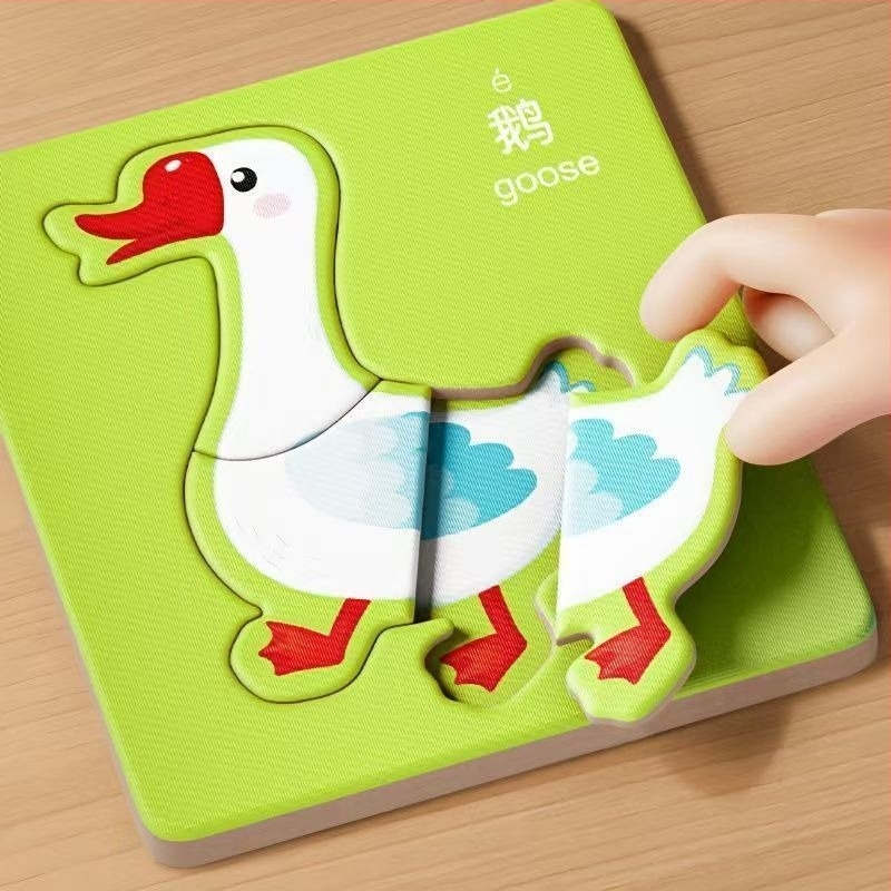 4–6 éves gyerekeknek szóló 3D állatos puzzle – panel/kézfogó tábla, papíralapú anyag, testreszabott minták, középhaladó nehézség