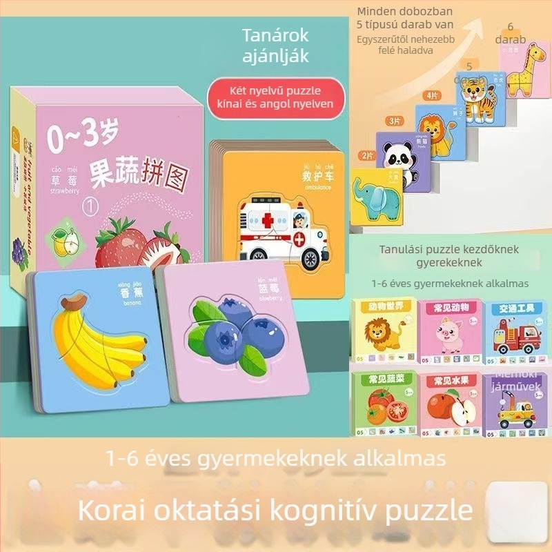 4–6 éves gyerekeknek szóló 3D állatos puzzle – panel/kézfogó tábla, papíralapú anyag, testreszabott minták, középhaladó nehézség