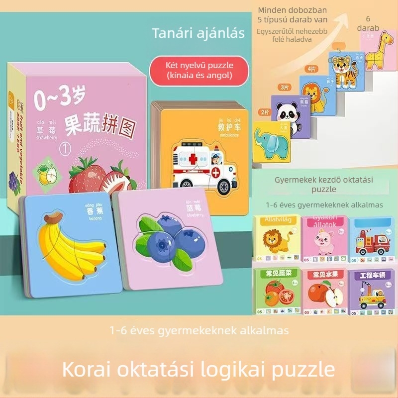 4–6 éves gyerekeknek szóló 3D állatos puzzle – panel/kézfogó tábla, papíralapú anyag, testreszabott minták, középhaladó nehézség