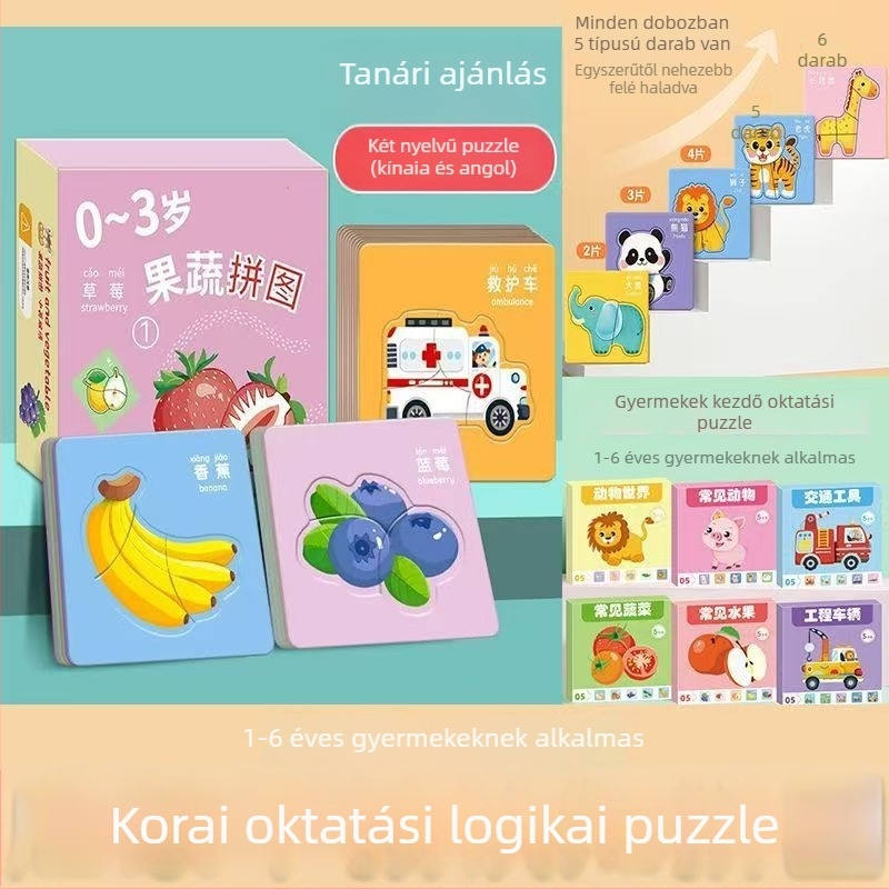 4–6 éves gyerekeknek szóló 3D állatos puzzle – panel/kézfogó tábla, papíralapú anyag, testreszabott minták, középhaladó nehézség