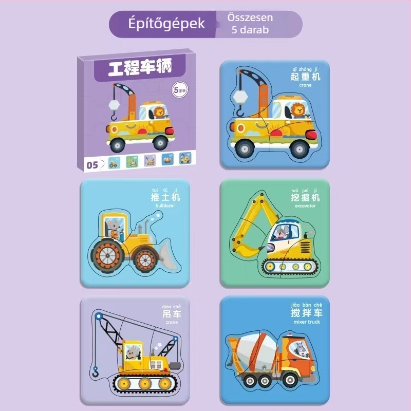 4–6 éves gyerekeknek szóló 3D állatos puzzle – panel/kézfogó tábla, papíralapú anyag, testreszabott minták, középhaladó nehézség