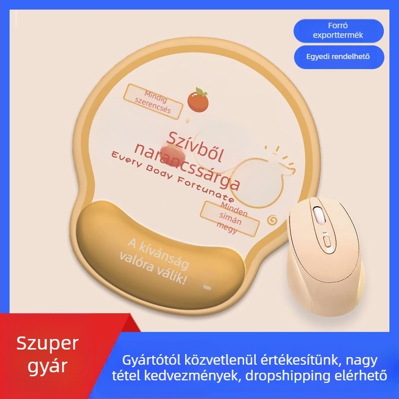 Billentyűzet-tál és egérpad csuklótámasz - Rajzfilmszín-asztali matrac, tejszín selymes felület, memóriahab mag, egyoldalú, szövött
