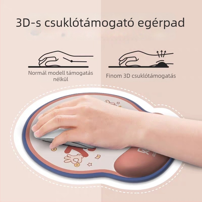 Billentyűzet-tál és egérpad csuklótámasz - Rajzfilmszín-asztali matrac, tejszín selymes felület, memóriahab mag, egyoldalú, szövött