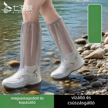 Egyszer használatos esőcsizmavédők, átlátszó műanyag lábvédők, vízállóak, csúszásmentesek, kopásállóak, anyag: HDPE/kemény gumi, vastagság 12