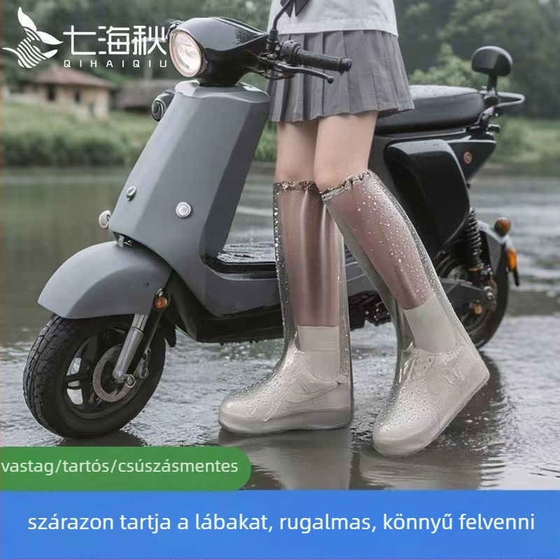 Egyszer használatos esőcsizmavédők, átlátszó műanyag lábvédők, vízállóak, csúszásmentesek, kopásállóak, anyag: HDPE/kemény gumi, vastagság 12