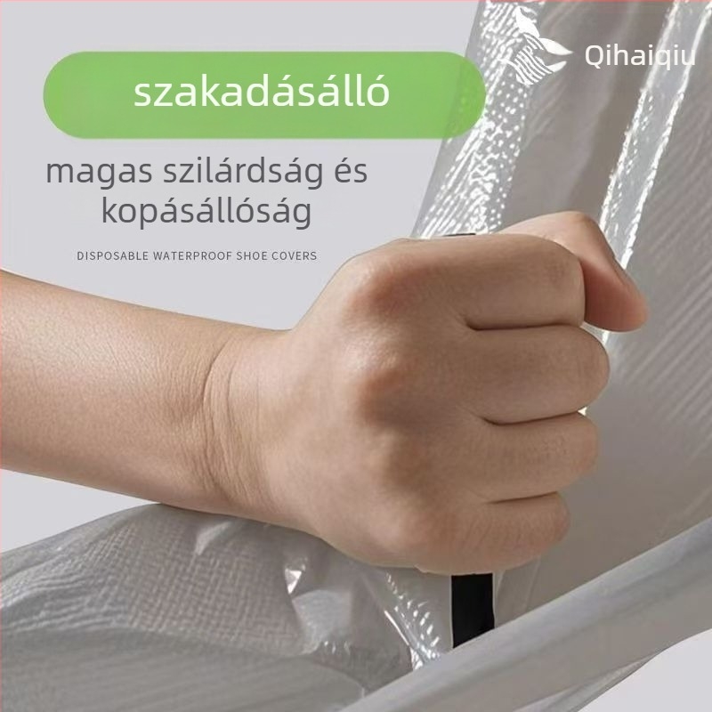 Egyszer használatos esőcsizmavédők, átlátszó műanyag lábvédők, vízállóak, csúszásmentesek, kopásállóak, anyag: HDPE/kemény gumi, vastagság 12