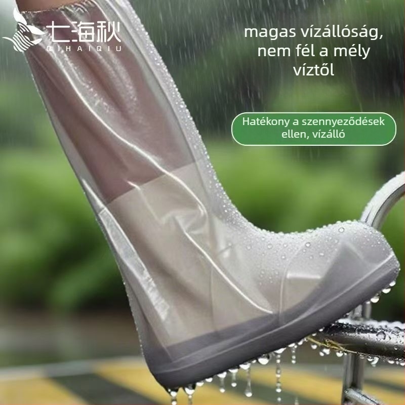 Egyszer használatos esőcsizmavédők, átlátszó műanyag lábvédők, vízállóak, csúszásmentesek, kopásállóak, anyag: HDPE/kemény gumi, vastagság 12