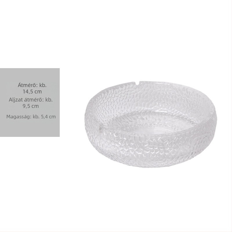 Hamutál, kerek kristályüveg, minimalist design az éjjeliszekrényhez, hamu szóródása elleni védelem