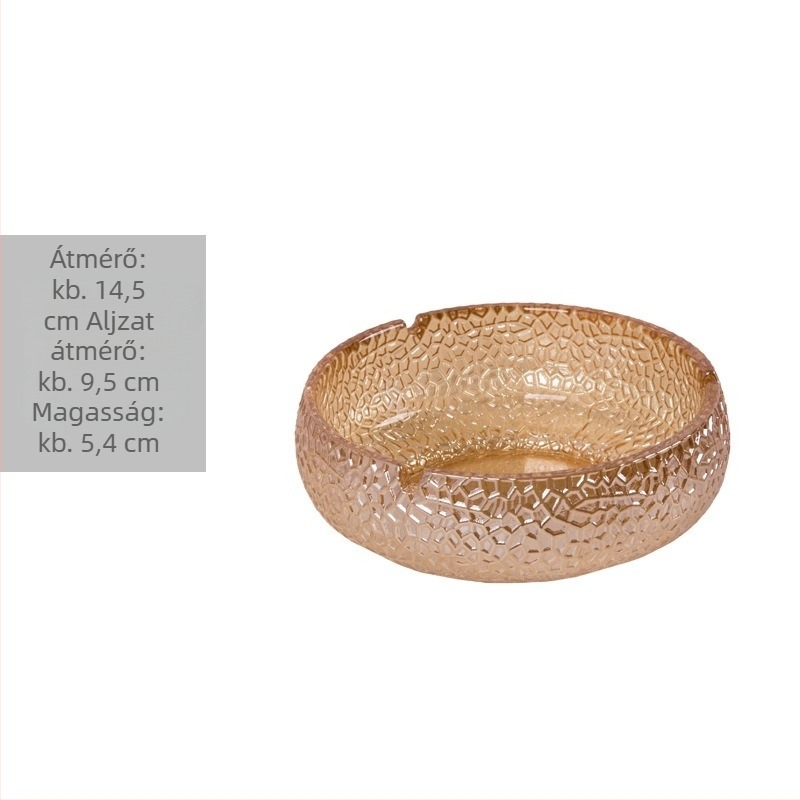 Hamutál, kerek kristályüveg, minimalist design az éjjeliszekrényhez, hamu szóródása elleni védelem