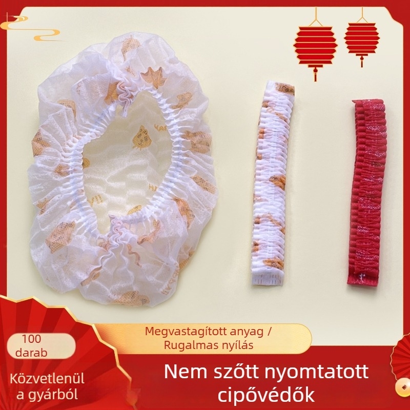 Egyszer használható cipővédők cartoon mintával, háztartási használatra, vastagabb, csúszásmentes, nem szőtt anyagból, porvédelmi