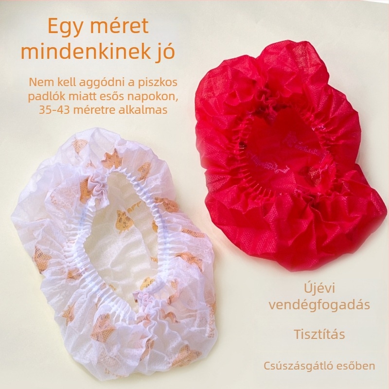 Egyszer használható cipővédők cartoon mintával, háztartási használatra, vastagabb, csúszásmentes, nem szőtt anyagból, porvédelmi