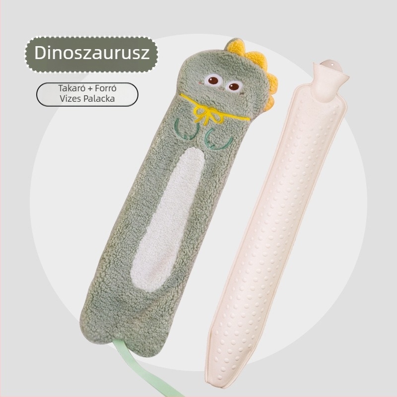 Flanel anyagú melegvizes palack, 0,65 kg, vízzel töltve, derék és has területre, cartoon stílusú, testreszabható