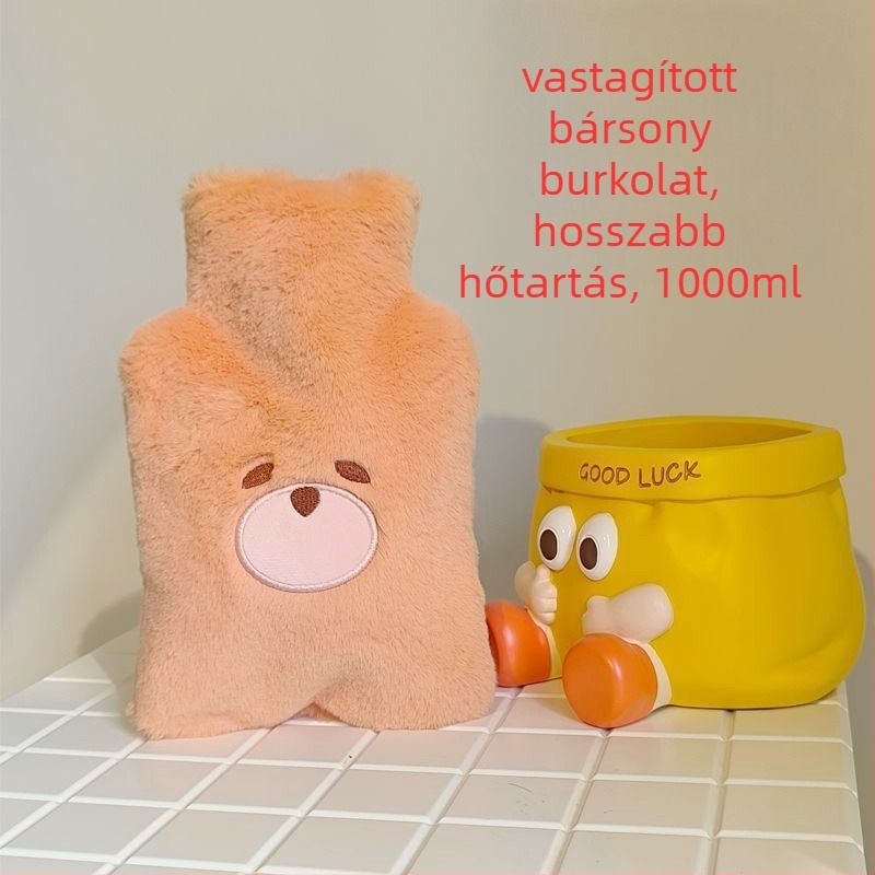 Injektáló víz melegítő táska, magas sűrűségű PVC, cartoon plüss dizájn, hideg és meleg kettős használat, egész testre, modellek B4564–B4567